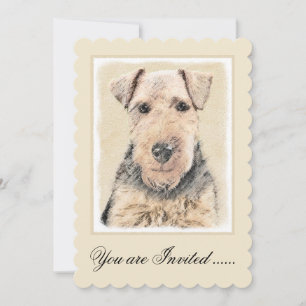 Welsh Terrier Painting - Cute Original Dog Art Invitation
