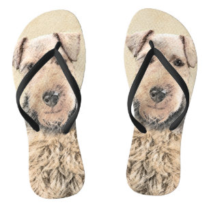 Welsh Terrier Painting - Cute Original Dog Art Jandals