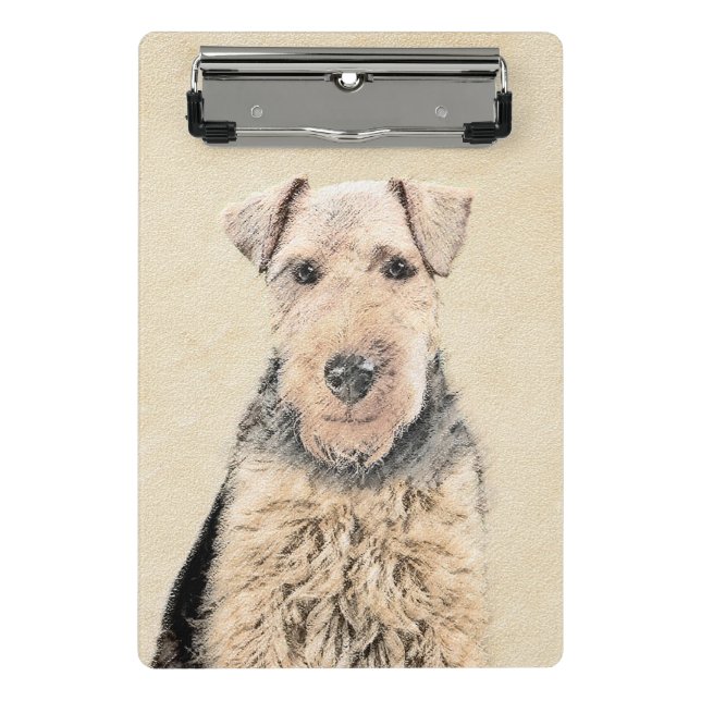 Welsh Terrier Painting - Cute Original Dog Art Mini Clipboard (Front)