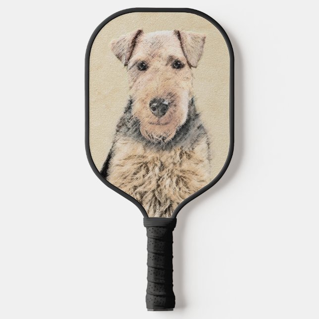 Welsh Terrier Painting - Cute Original Dog Art Pickleball Paddle (Front)