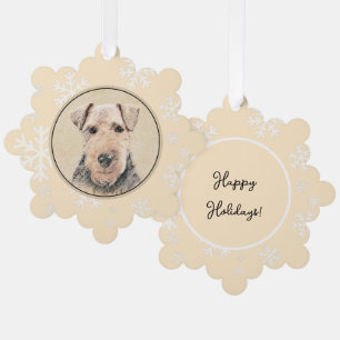 Welsh Terrier Painting - Cute Original Dog Art Tree Decoration Card