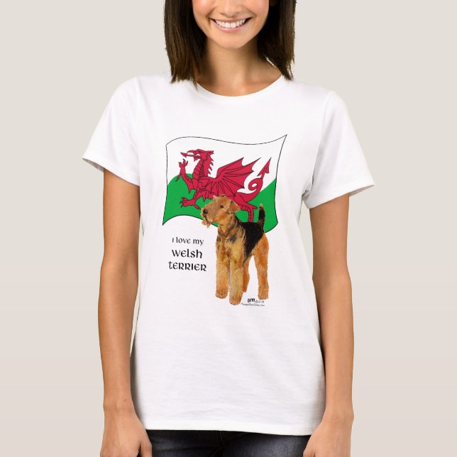 Welsh Terrier Patriotic Wales T-Shirt (Front)
