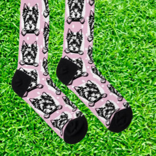 Welsh Terrier Puppy Pink Dots Theme Socks