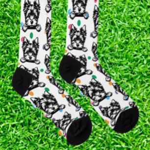 Welsh Terrier Puppy Poka Dots Personalised Theme Socks