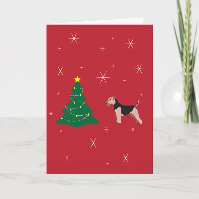 Welsh Terrier Red Christmas Card (Front)