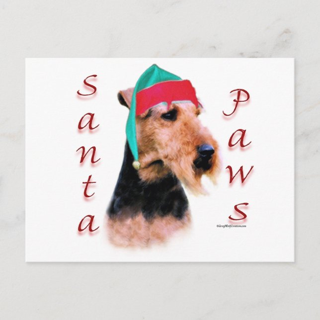Welsh Terrier Santa Paws Holiday Postcard (Front)