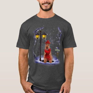 Welsh Terrier Santa Snow Christmas Light Winter Pa T-Shirt