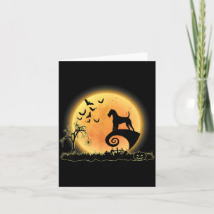 Welsh Terrier Scary And Moon Dog Funny Halloween Card