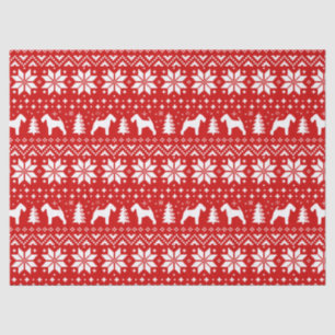 Welsh Terrier Silhouettes Christmas Pattern Red Tissue Paper