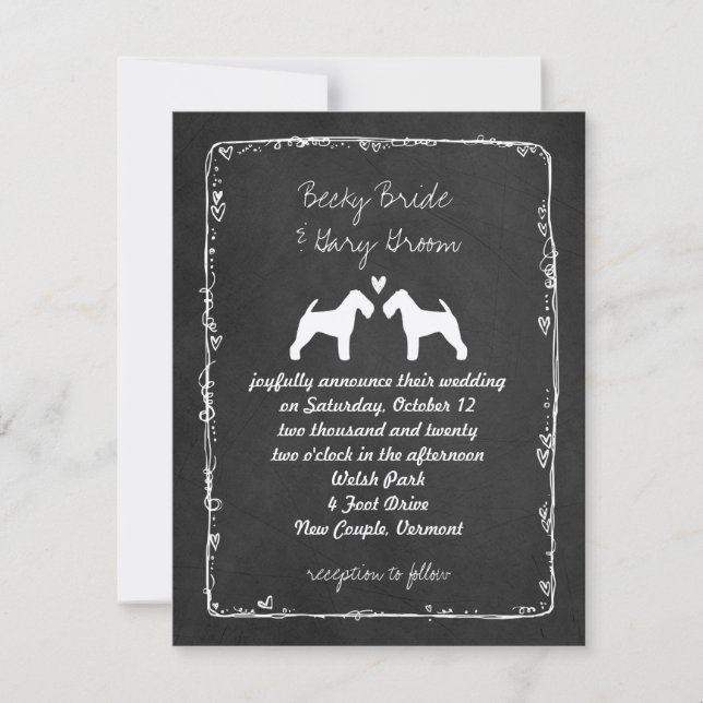 Welsh Terrier Silhouettes Wedding Invitation (Front)