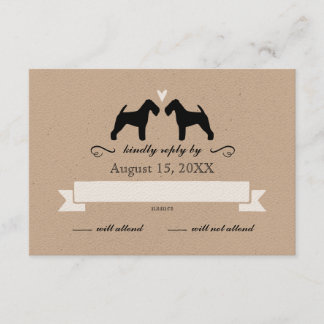 Welsh Terrier Silhouettes Wedding RSVP Reply Card