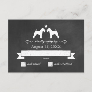 Welsh Terrier Silhouettes Wedding RSVP Reply Card