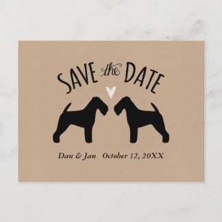 Welsh Terrier Silhouettes Wedding Save the Date Announcement Postcard