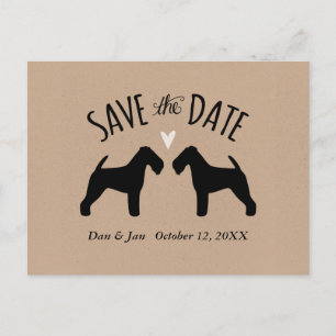Welsh Terrier Silhouettes Wedding Save the Date Announcement Postcard