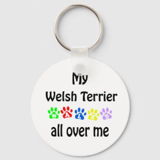 Welsh Terrier Walks Design Key Ring