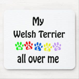 Welsh Terrier Walks Design Mouse Pad