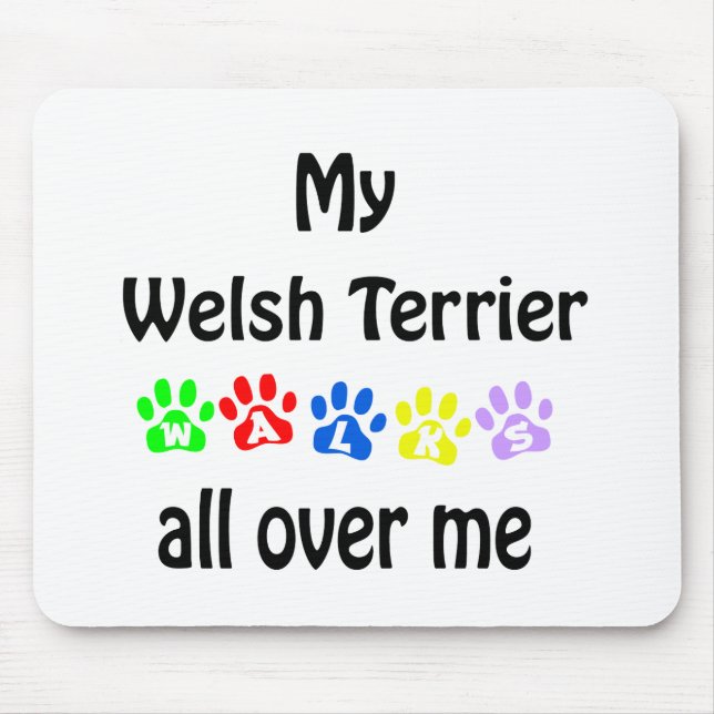 Welsh Terrier Walks Design Mouse Pad (Front)