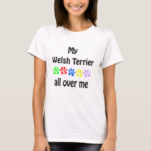 Welsh Terrier Walks Design T-Shirt