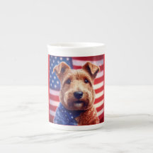 Welsh Terrier With American Flag And Bandanna