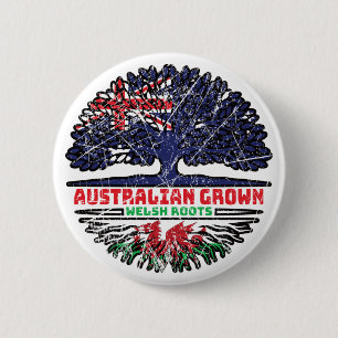 Welsh Wales Australian Australia Tree Roots Flag 6 Cm Round Badge