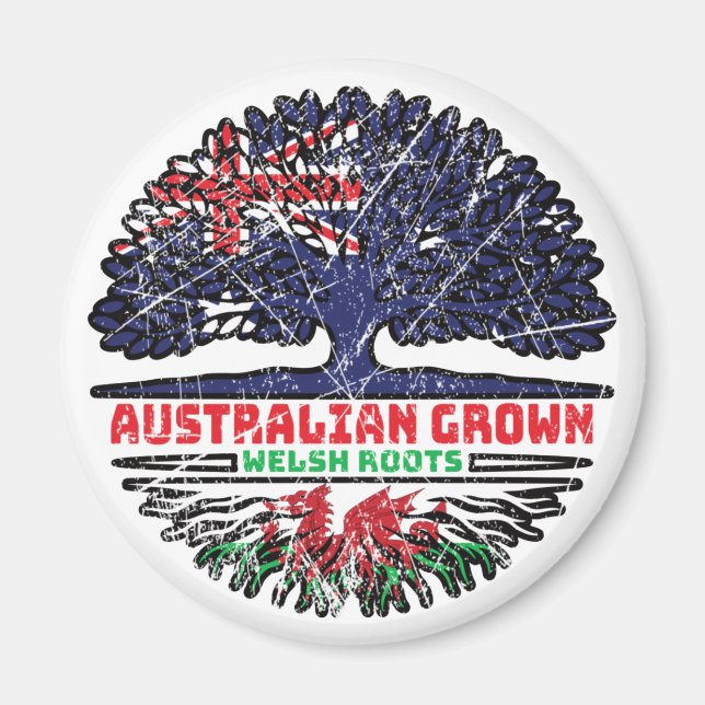 Welsh Wales Australian Australia Tree Roots Flag Magnet (Front)
