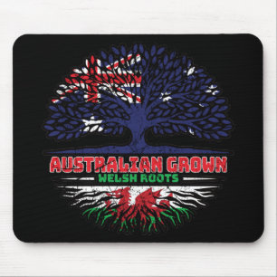 Welsh Wales Australian Australia Tree Roots Flag Mouse Pad