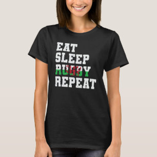 Welsh Wales Eat Sleep Rugby Repeat T-Shirt