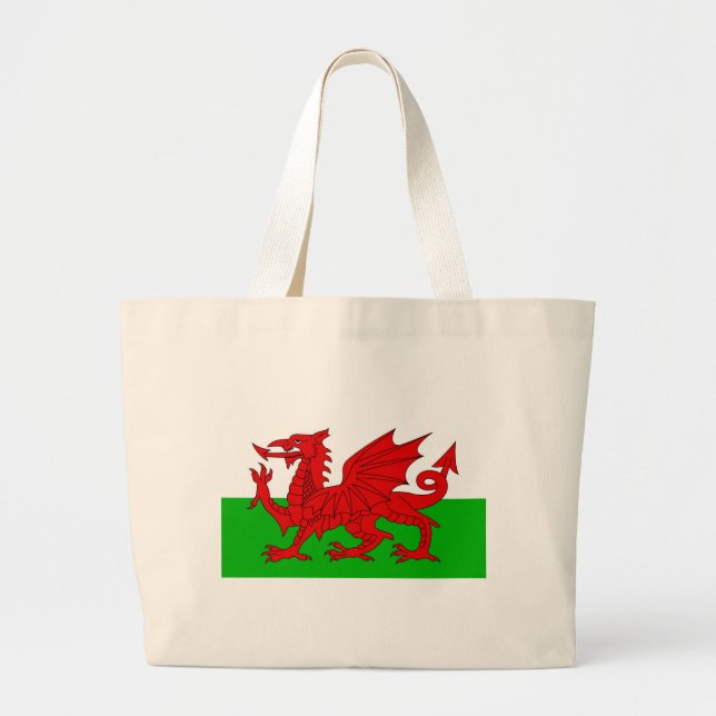 Welsh / Wales Flag - Cymru High Quality Image Large Tote Bag (Front)