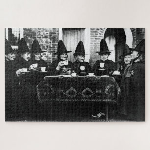 Welsh Witches Having Tea Crone Teatime Jigsaw Puzzle