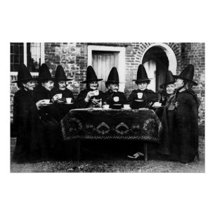 Welsh Witches Having Tea Crone Teatime   Poster