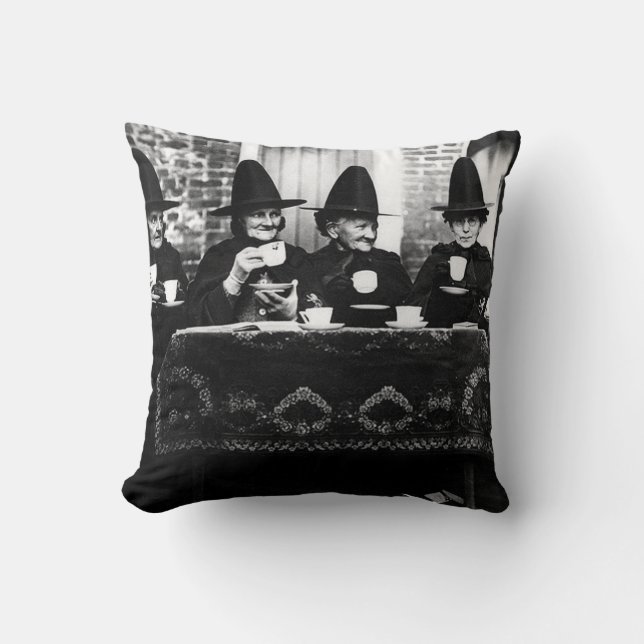 Welsh Witches - Tea Party Vintage Cushion (Front)