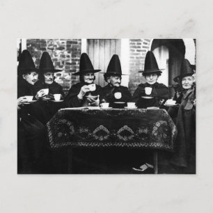 Welsh Witches - Tea Party Vintage Postcard