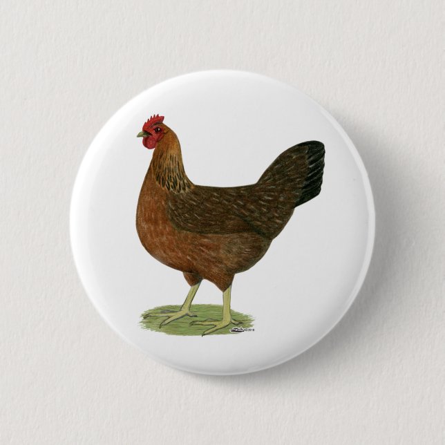 Welsummer Hen 6 Cm Round Badge (Front)