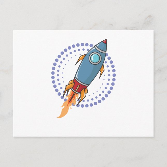 Weltall Rakete Raumschiff Comic Flugkörper Postcard (Front)