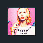 WELTHIT, blond ladies - Pop Art Series Canvas Print<br><div class="desc">A real world hit - cool pop art portrait of a young,  blonde and attractive woman with a microphone. The digital artwork contains pop art,  comic elements and was created with inspiration,  illustration,  digital image editing,  "AI" tools and attention to detail. Design by Harald Lerbs</div>