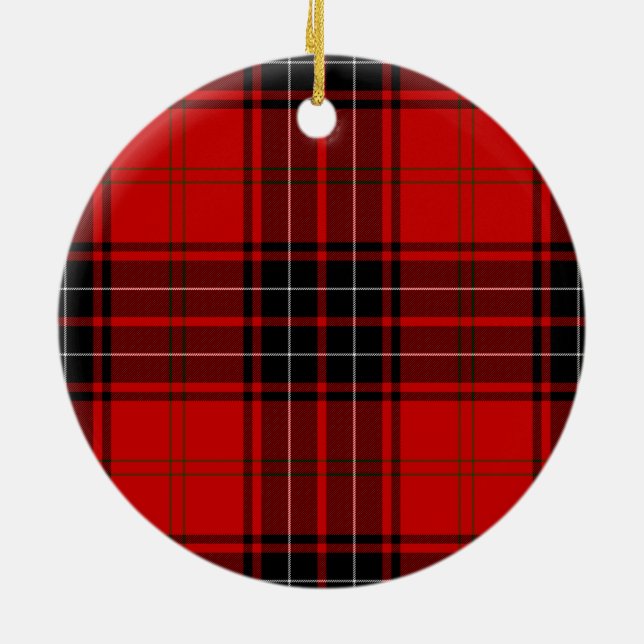 Wemyss tartan red black plaid ceramic tree decoration (Back)