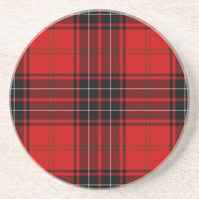 Wemyss tartan red black plaid coaster (Front)