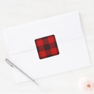Wemyss tartan red black plaid square sticker