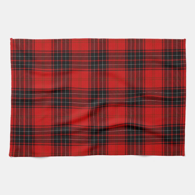 Wemyss tartan red black plaid tea towel (Horizontal)