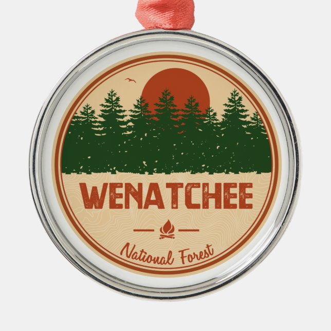 Wenatchee National Forest Metal Tree Decoration (Front)