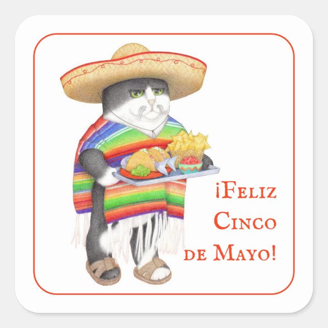 WENDELITO Cinco de Mayo Small Square Stickers (Front)