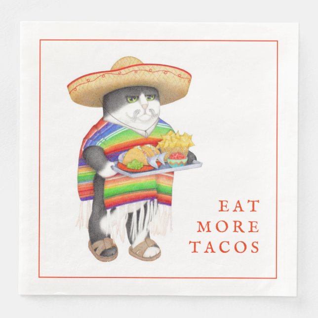 WENDELITO Eat More Tacos Standard Dinner Napkin (Front)