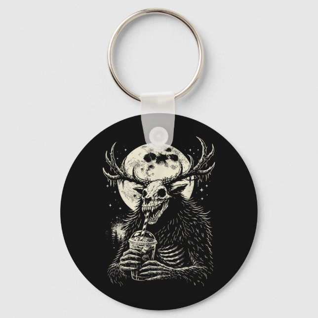 Wendigo Moon Coffee Funny Dark Humour Cryptid Key Ring (Front)