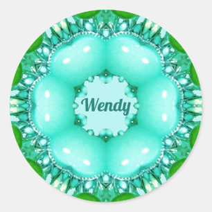 WENDY ~ Bright Abstract Fractal Pattern ~  Classic Round Sticker
