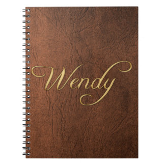 WENDY Faux Leather Brown Texture Arty Notebook