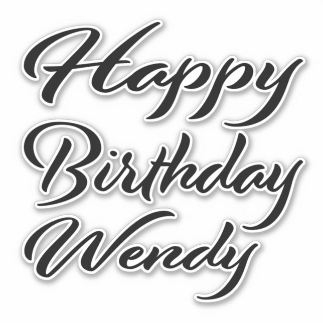 Wendy name first name black Sticker birthday (Front)