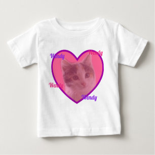 Wendy Names With Kitten In Love Heart, Baby T-Shirt