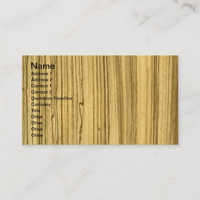 Wenge and Zebrano Veneer Wolf Business Card (Front)