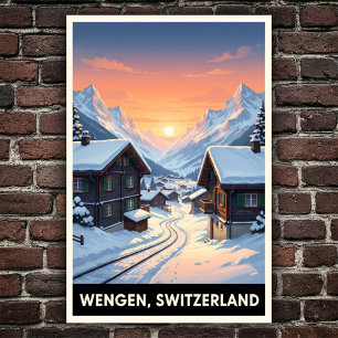 Wengen, Switzerland: 1960s Vintage Travel Poster