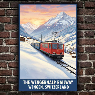 Wengen, Switzerland: 1960s Vintage Travel Poster